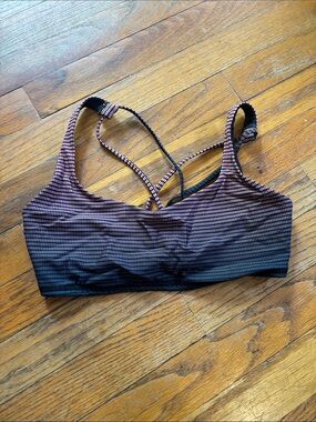 lululemon Ombre Striped Sports Bra - Black and Pink Lined Unpadded